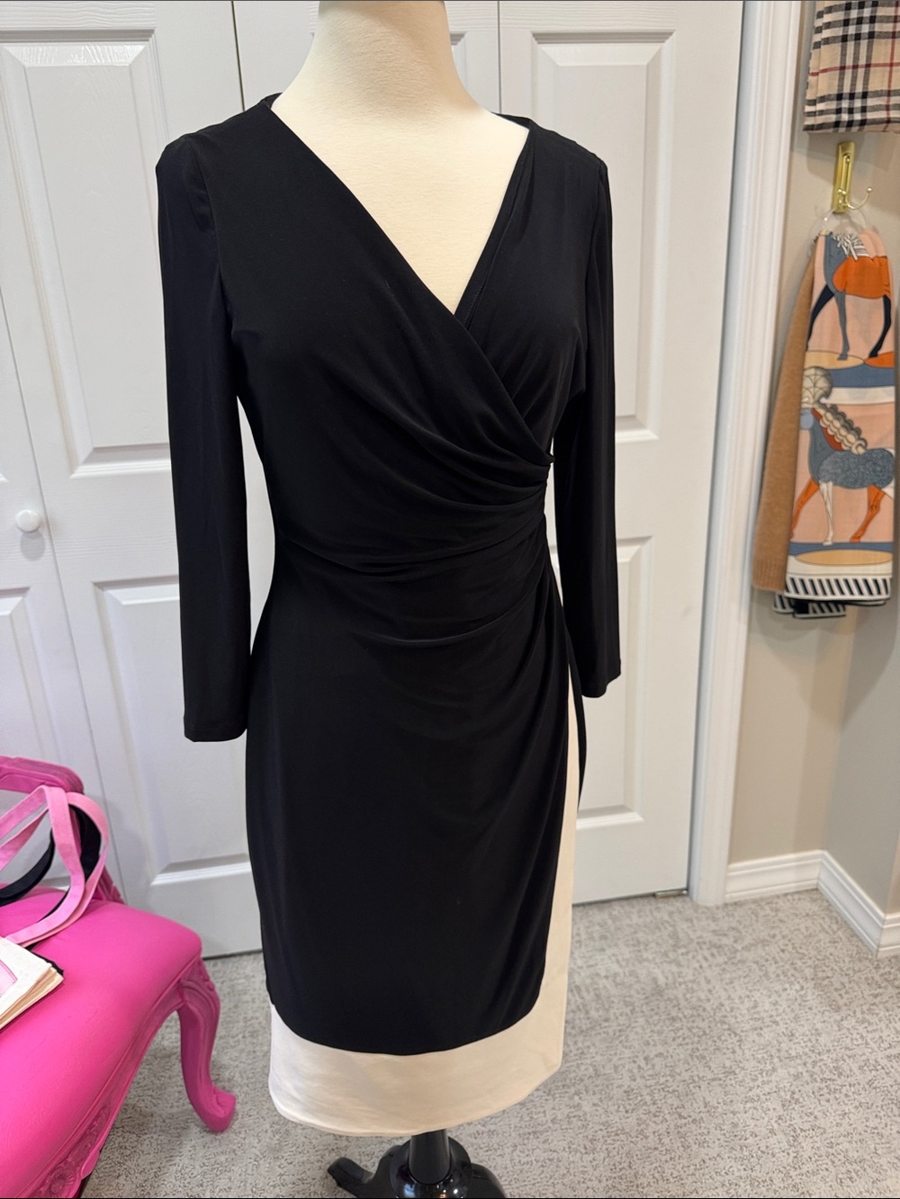 Ralph Lauren Classic Black Wrap-Style Sheath Dress by